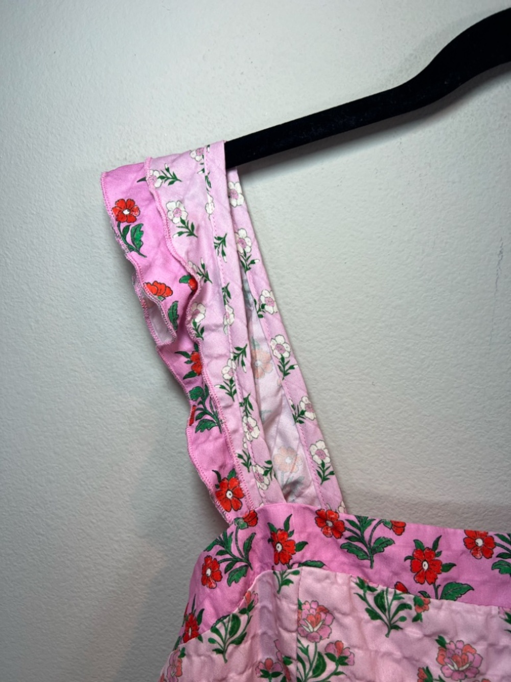 Altar'd State Floral Babydoll Tank Top Pink Red Tiered Ruffles Summer Size Large - Picture 3 of 12